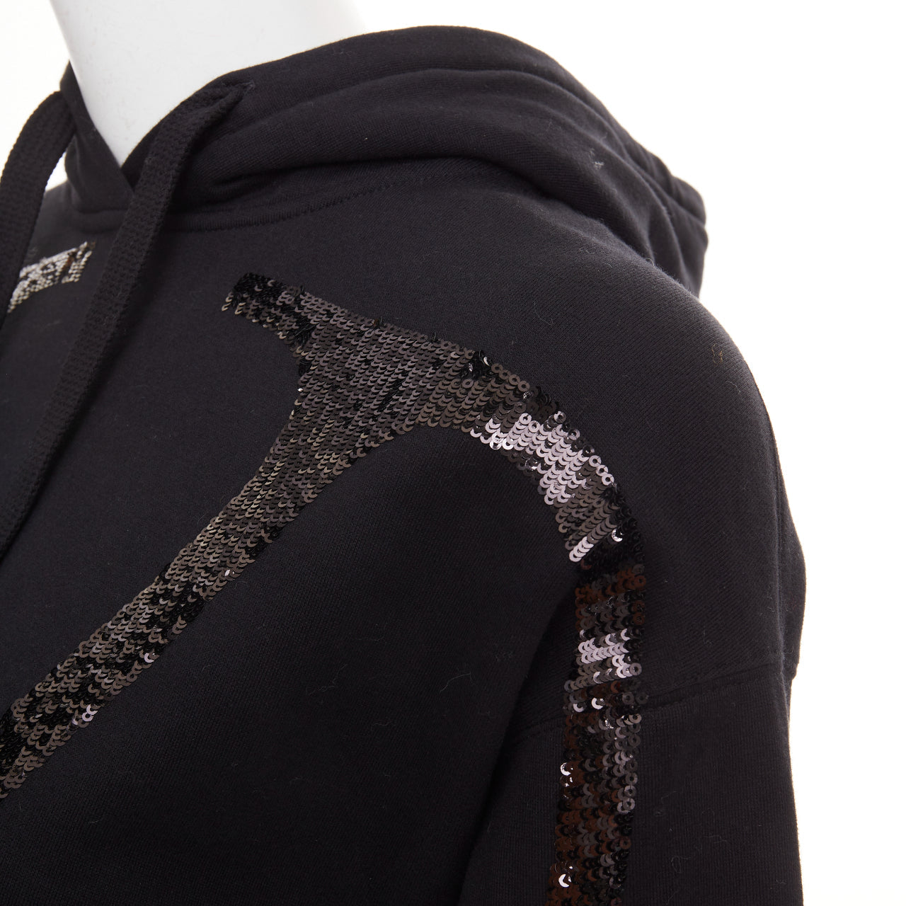 Women's Valentino cotton blend logo sequin cropped hoodie - Image 2