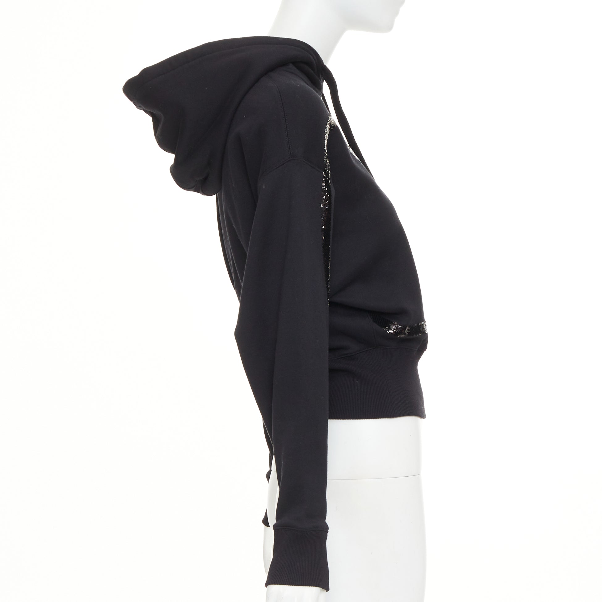 Women's Valentino cotton blend logo sequin cropped hoodie - Image 4