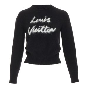 Women's Louis Vuitton logo wool blend fluffy crew sweater