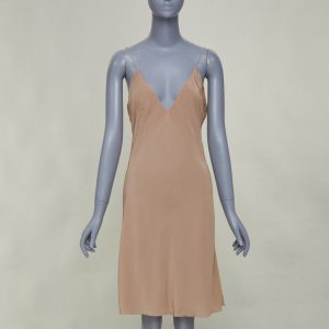 Women's Hermes silk plunging mini slip dress