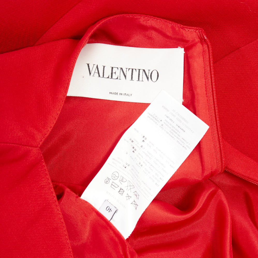 Women's Valentino wide V neck red wool silk A-line dress - Image 8