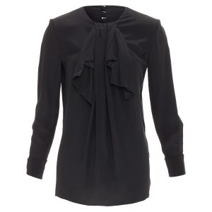 Women's Saint Laurent pussy bow ribbon collar silk blouse