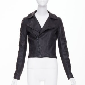 Women's The Row crinkled leather minimal biker jacket