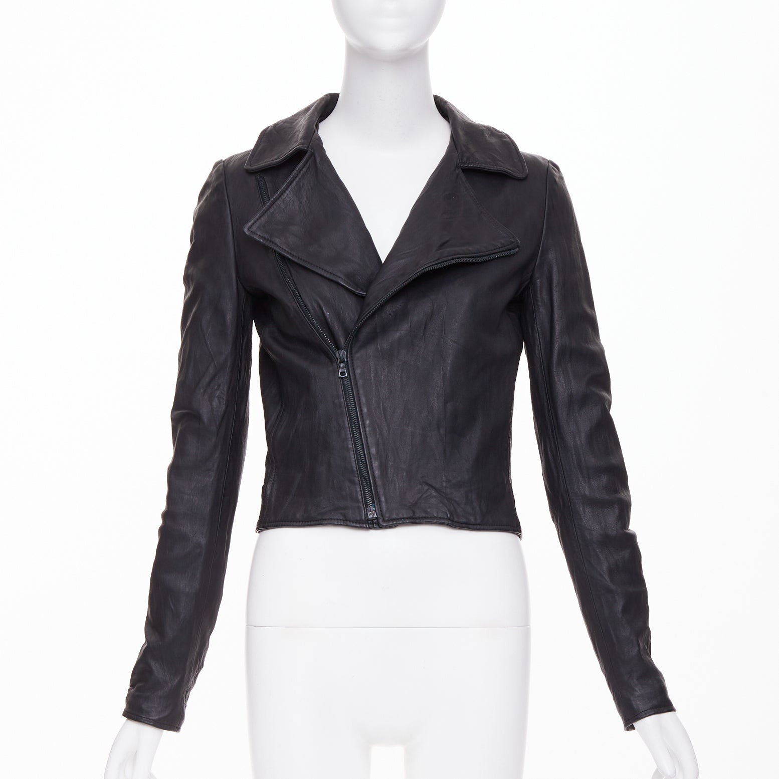 Women's The Row crinkled leather minimal biker jacket