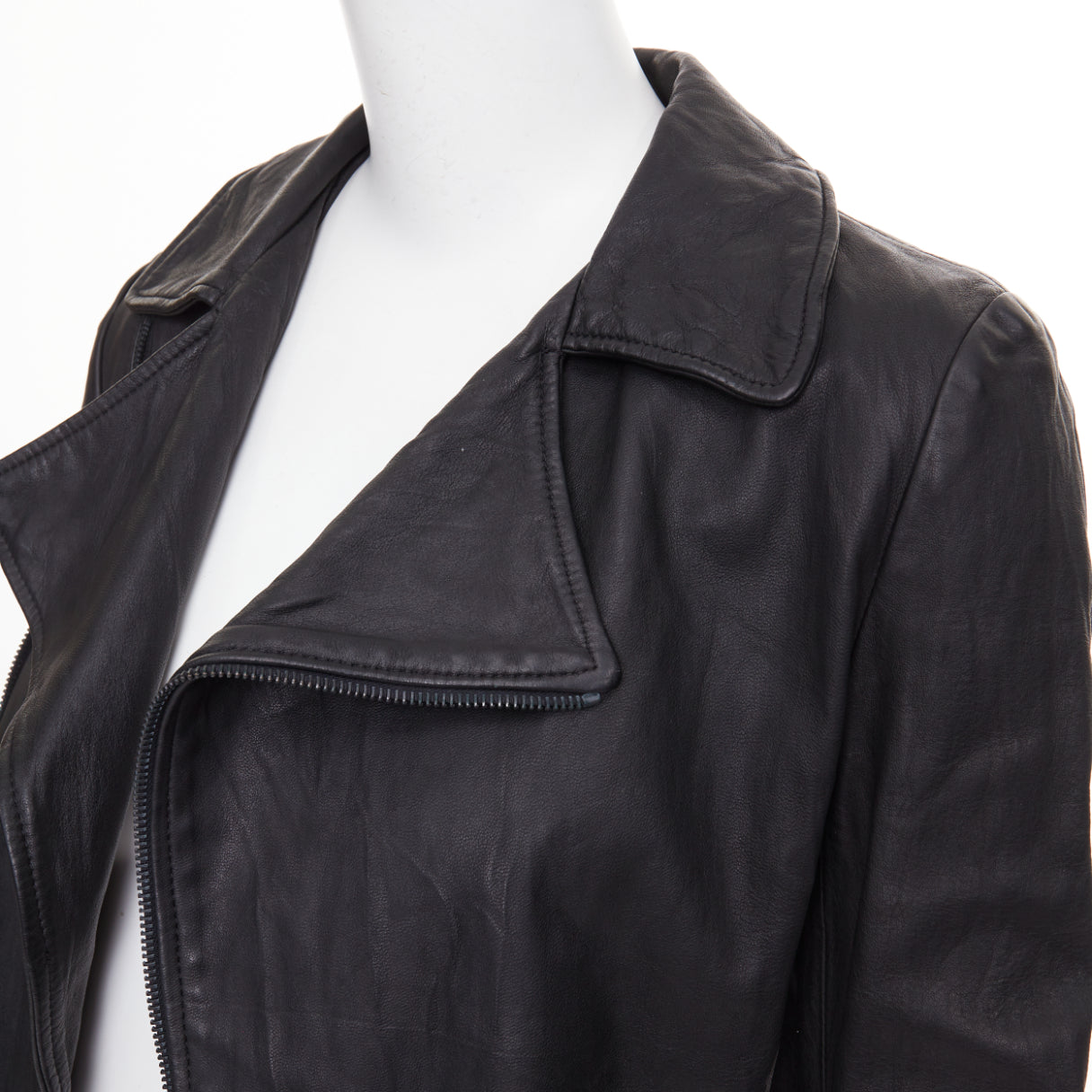 Women's The Row crinkled leather minimal biker jacket - Image 2