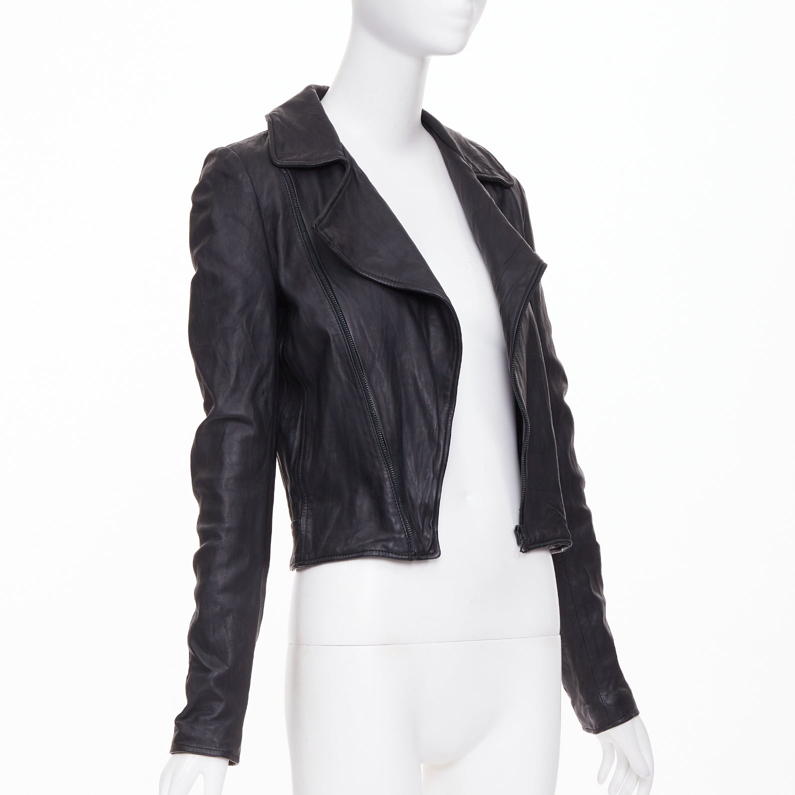 Women's The Row crinkled leather minimal biker jacket - Image 3