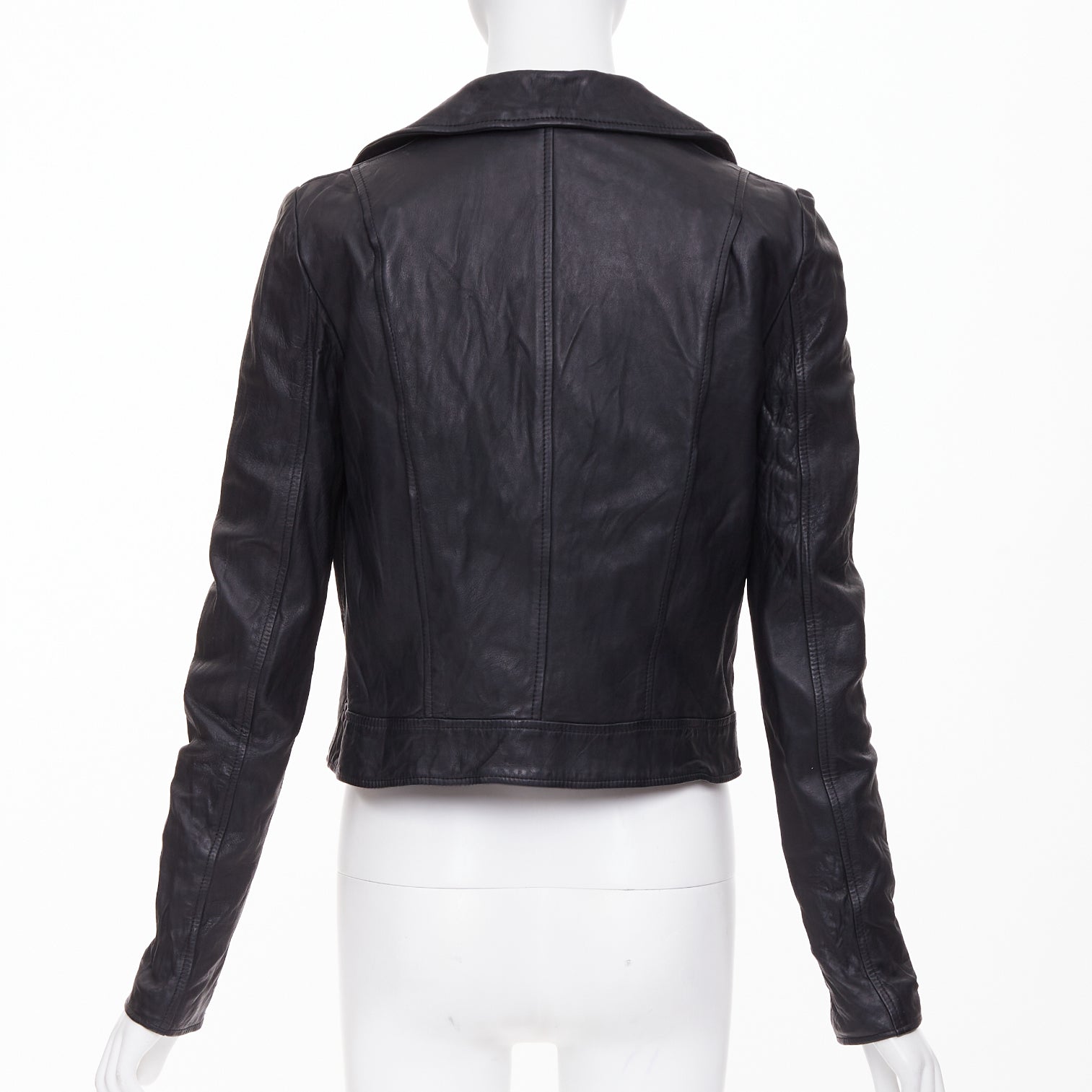 Women's The Row crinkled leather minimal biker jacket - Image 5