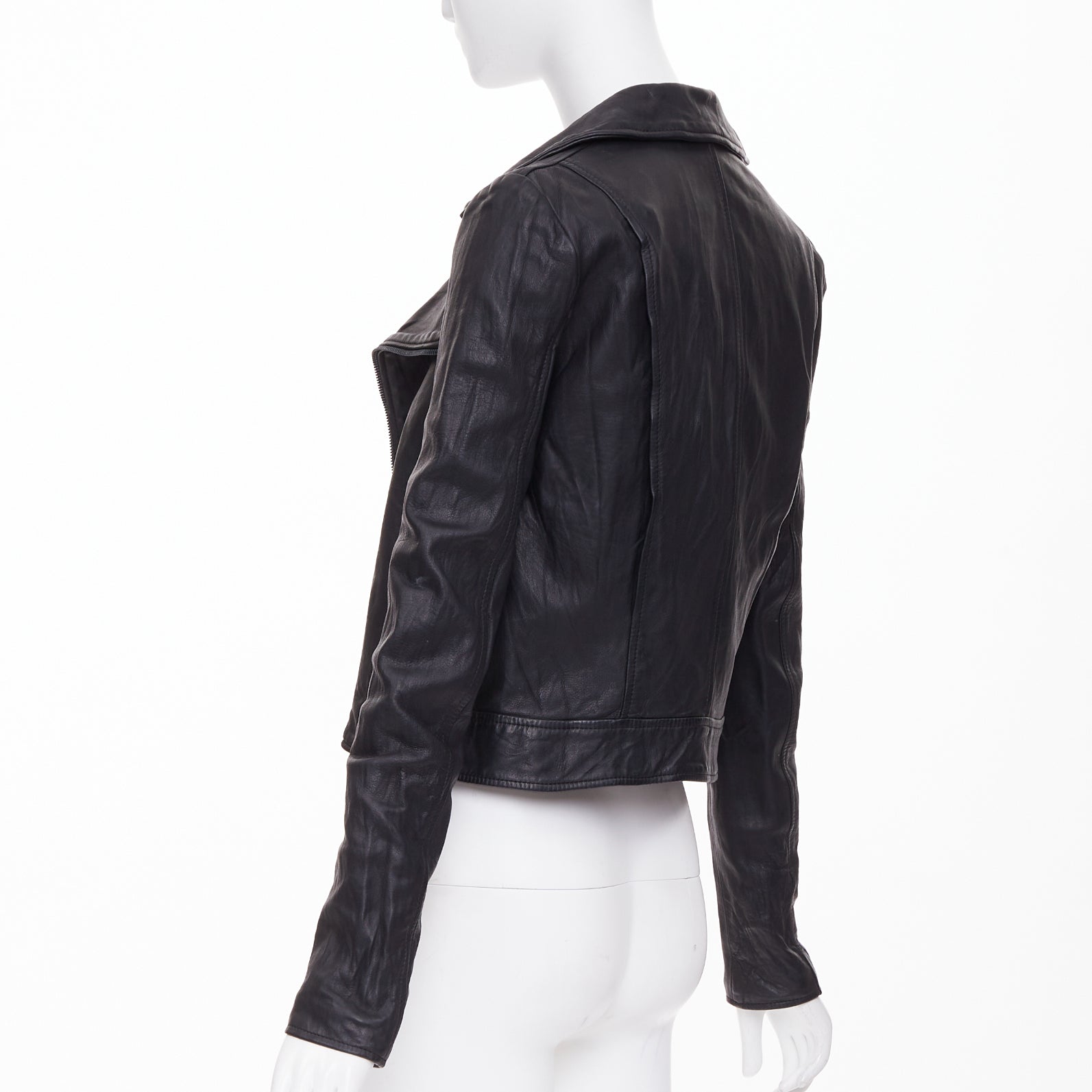 Women's The Row crinkled leather minimal biker jacket - Image 6