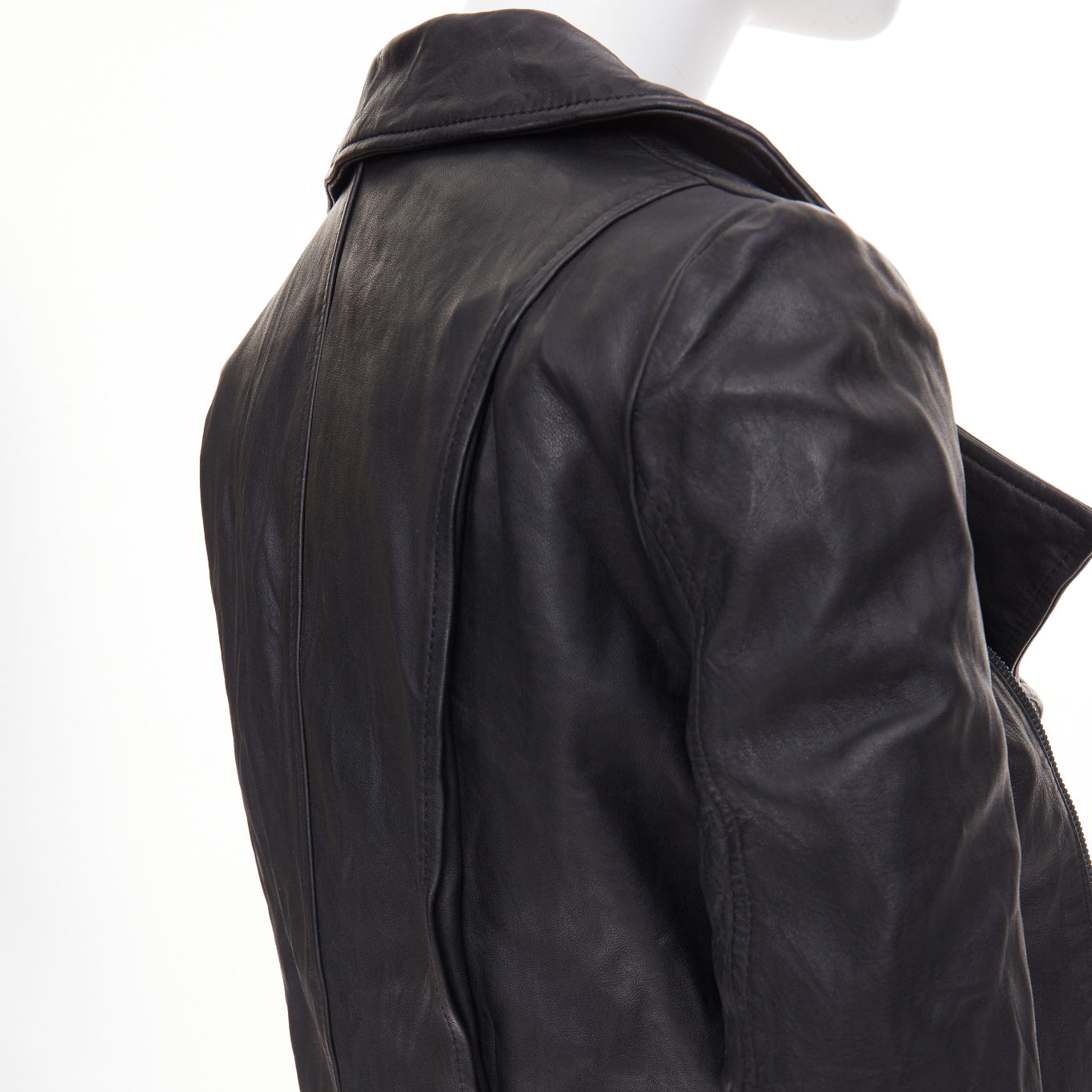 Women's The Row crinkled leather minimal biker jacket - Image 7