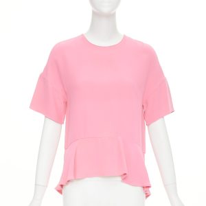 Women's Valentino silk crepe short sleeve flared peplum blouse
