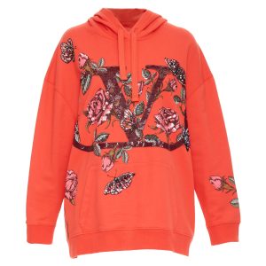 Women's Valentino VLogo sequin butterfly rose embroidery hoodie
