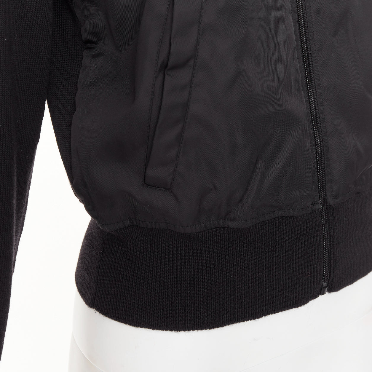 Women's Prada virgin wool nylon front triangle logo zip hoodie - Image 8