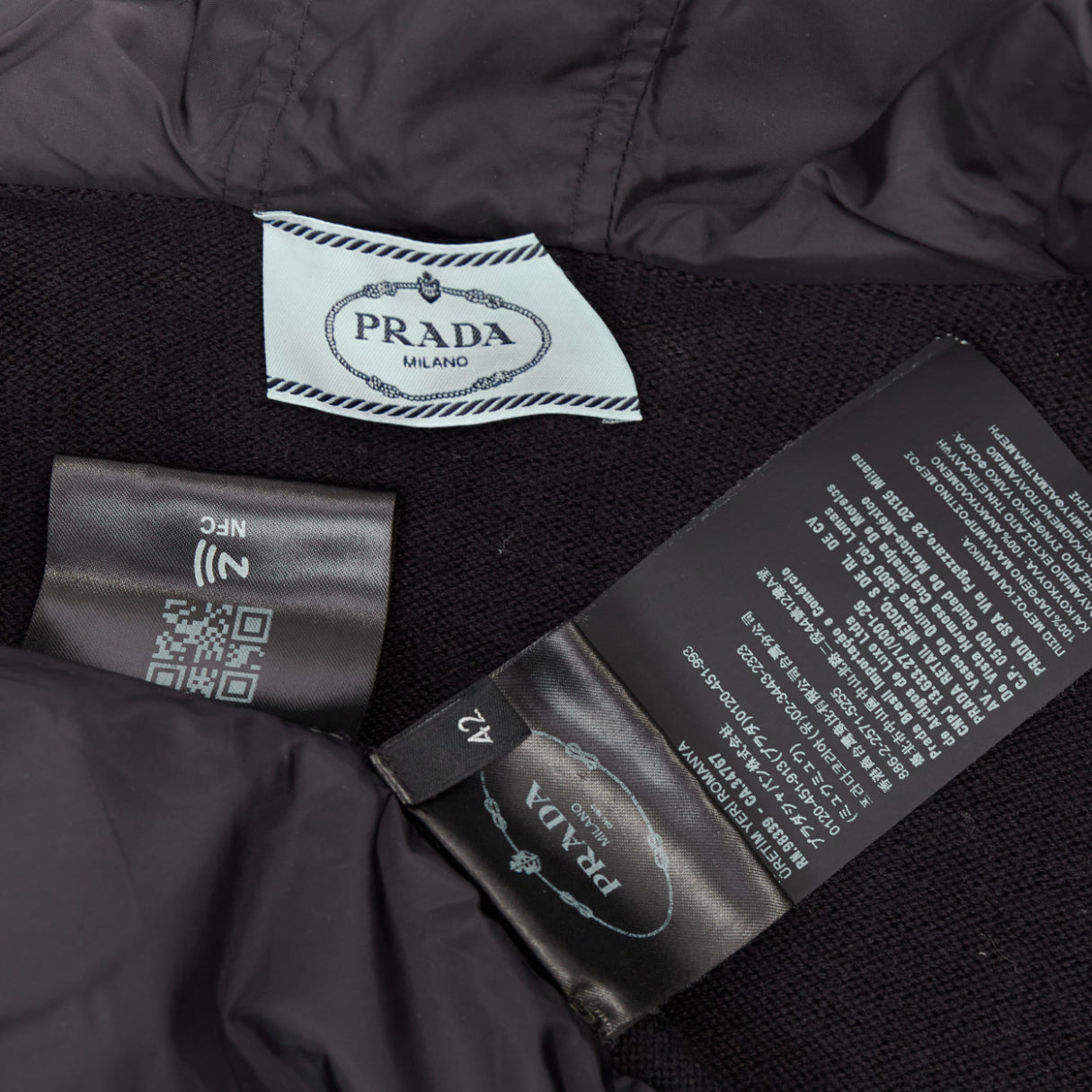 Women's Prada virgin wool nylon front triangle logo zip hoodie - Image 9