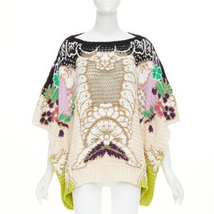 Women's Valentino embroidered crochet poncho arazzo knit cape