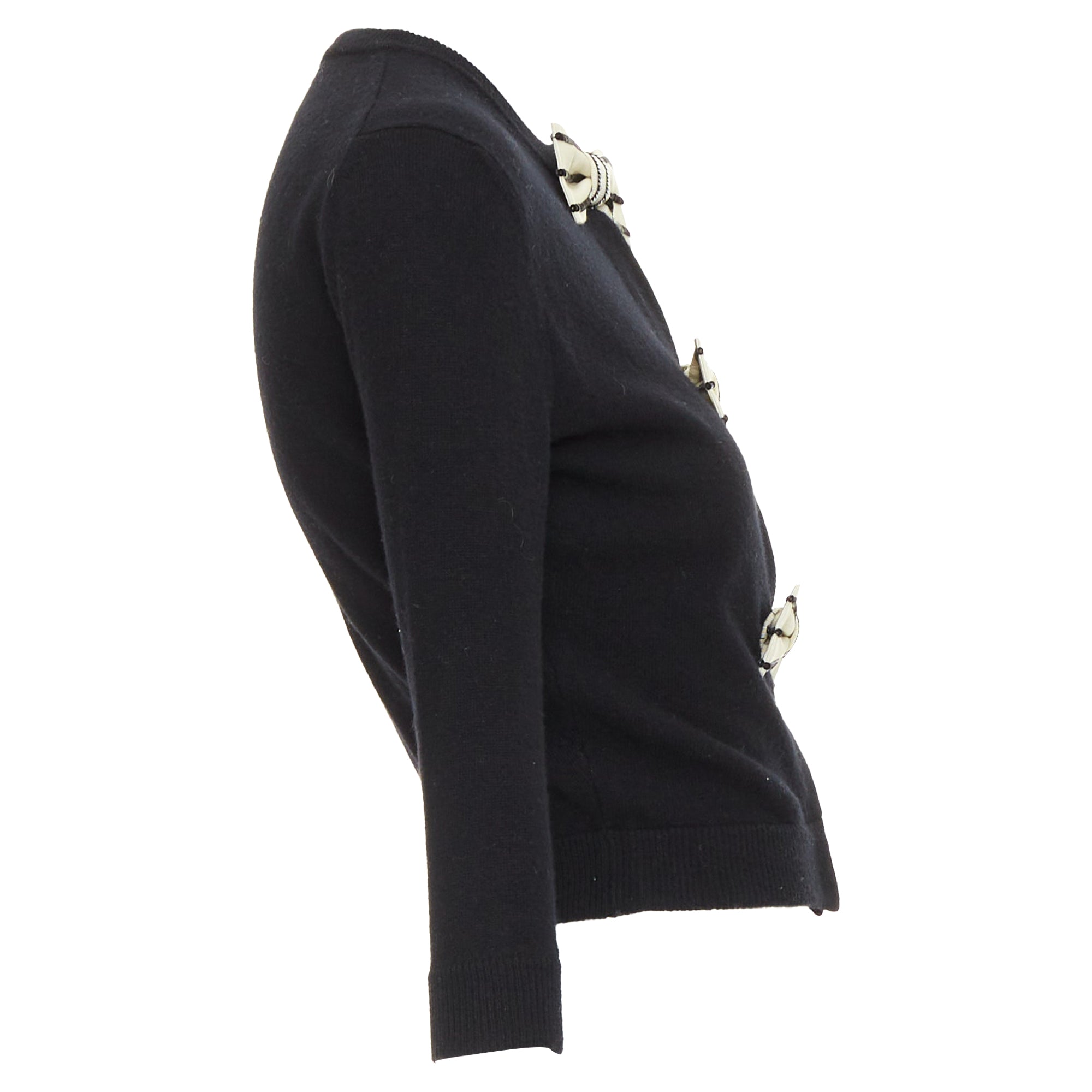 Women's Valentino wool striped sequin trio bow knit cardigan - Image 4