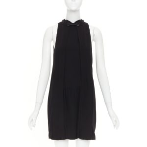Women's Balenciaga rope eyelet gathered neck silk mini dress