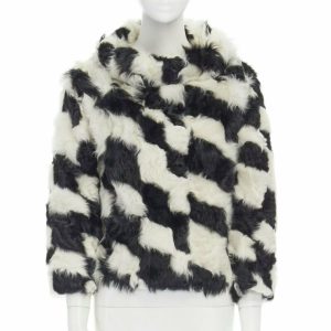 Women's Dries Van Noten goat fur high neck boxy sweater top