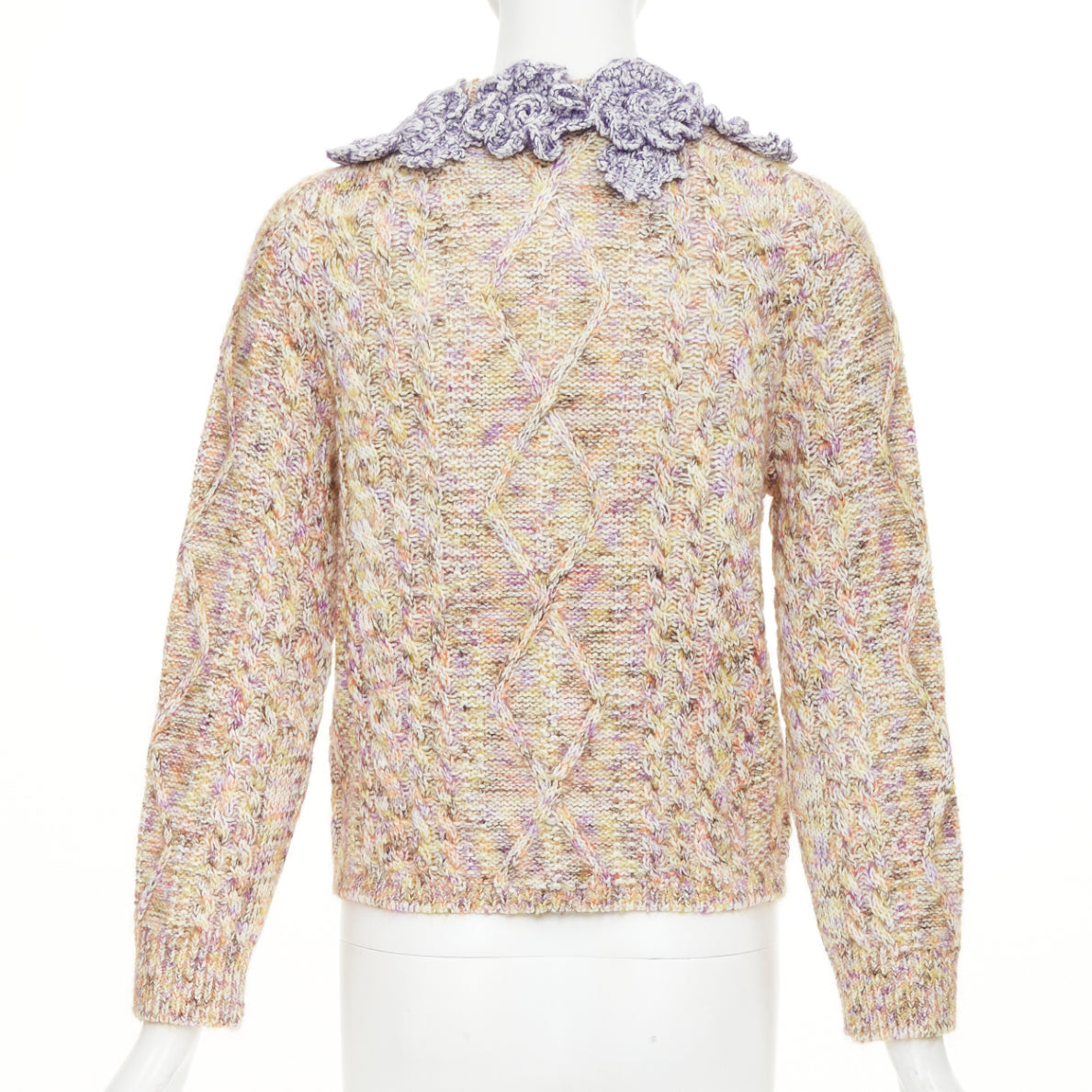 Women's Louis Vuitton Knitted Flower Collar cable mix knit cardigan - Image 5