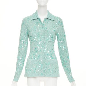 Women's Gucci tweed blend polo sequin knit cardigan