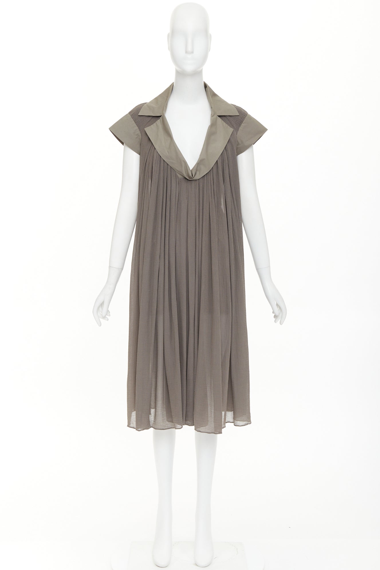Women's Bottega Veneta cotton chiffon pleated dress - Image 9