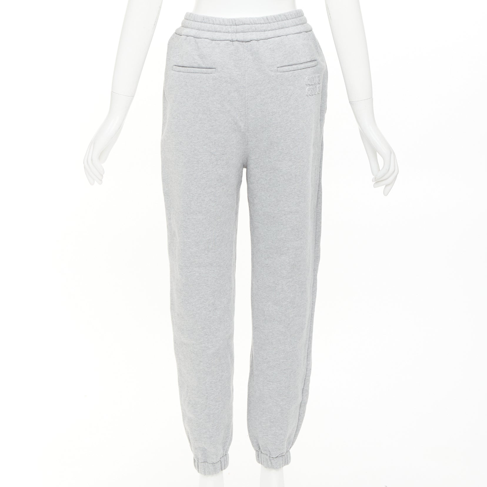 Women's Miu Miu cotton jersey logo applique jogger pants - Image 5