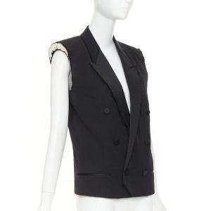 Women's Saint Laurent Surf Sound wool tuxedo vest