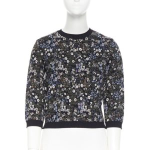 Women's Valentino navy floral jacquard viscose blend knit sweater
