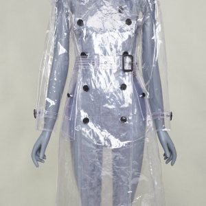 Women's Burberry transparent clear vinyl double breasted trench coat