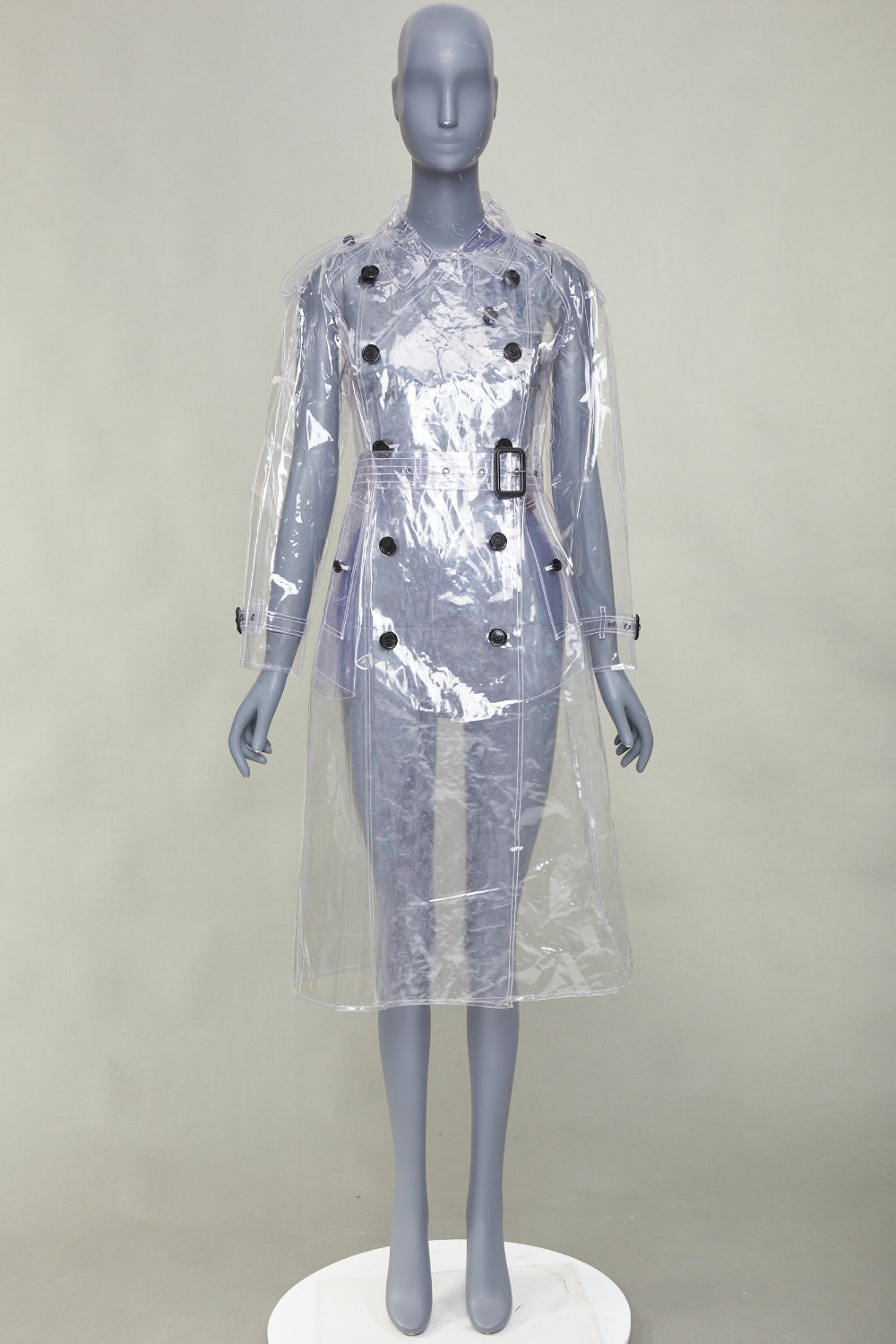 Women's Burberry transparent clear vinyl double breasted trench coat - Image 10