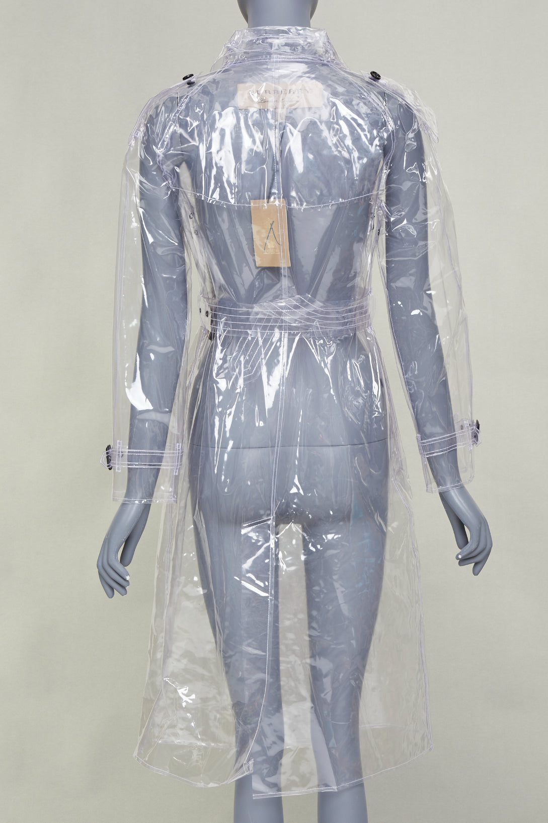 Women's Burberry transparent clear vinyl double breasted trench coat - Image 5