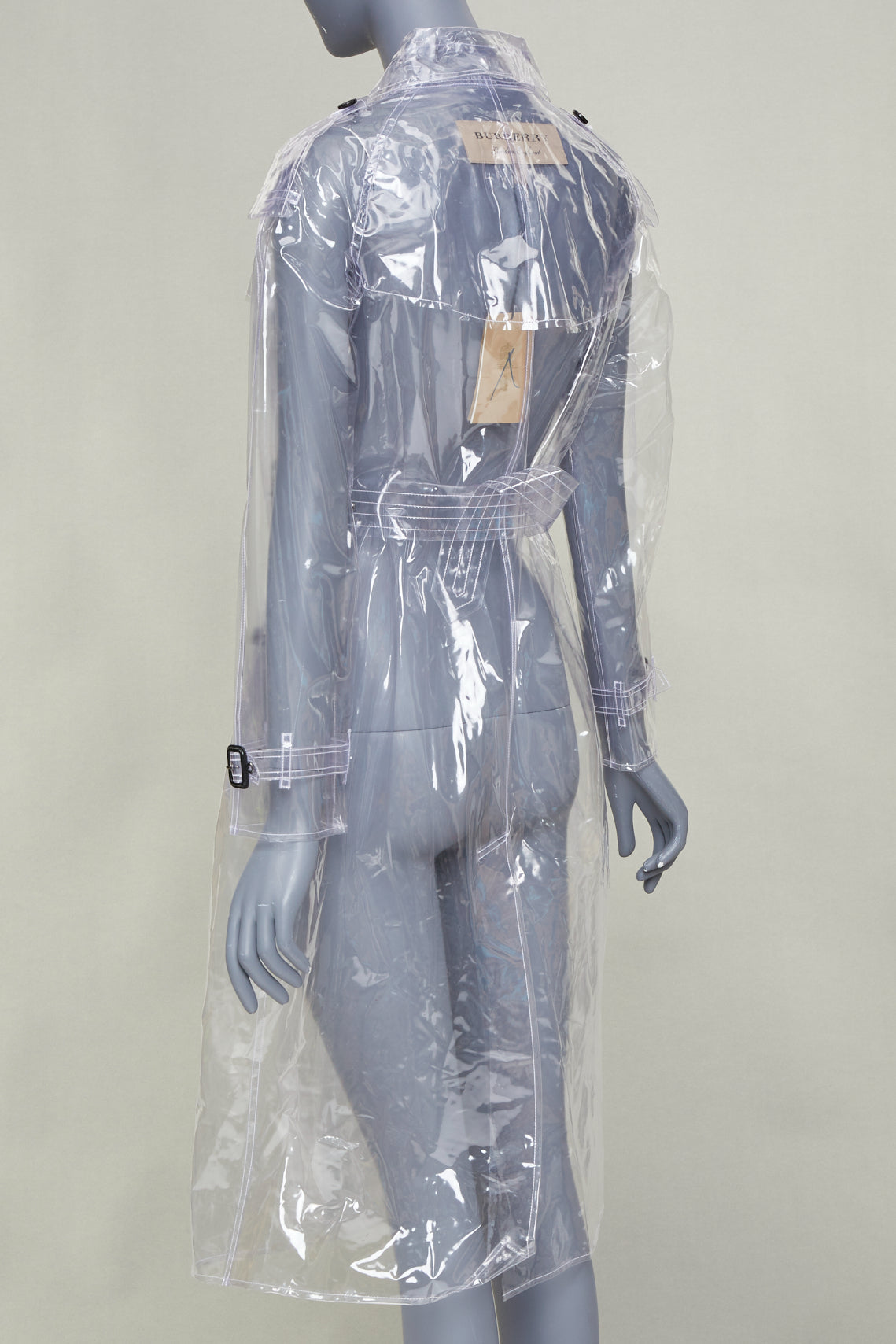 Women's Burberry transparent clear vinyl double breasted trench coat - Image 6