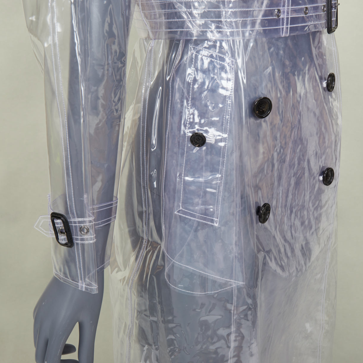 Women's Burberry transparent clear vinyl double breasted trench coat - Image 7