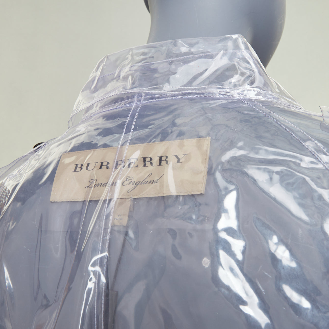 Women's Burberry transparent clear vinyl double breasted trench coat - Image 8
