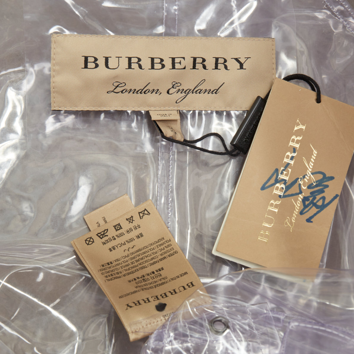 Women's Burberry transparent clear vinyl double breasted trench coat - Image 9