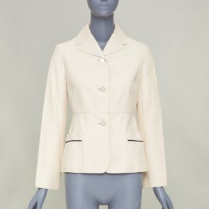 Women's Hermes Equestrian ivory washed lambskin leather jacket