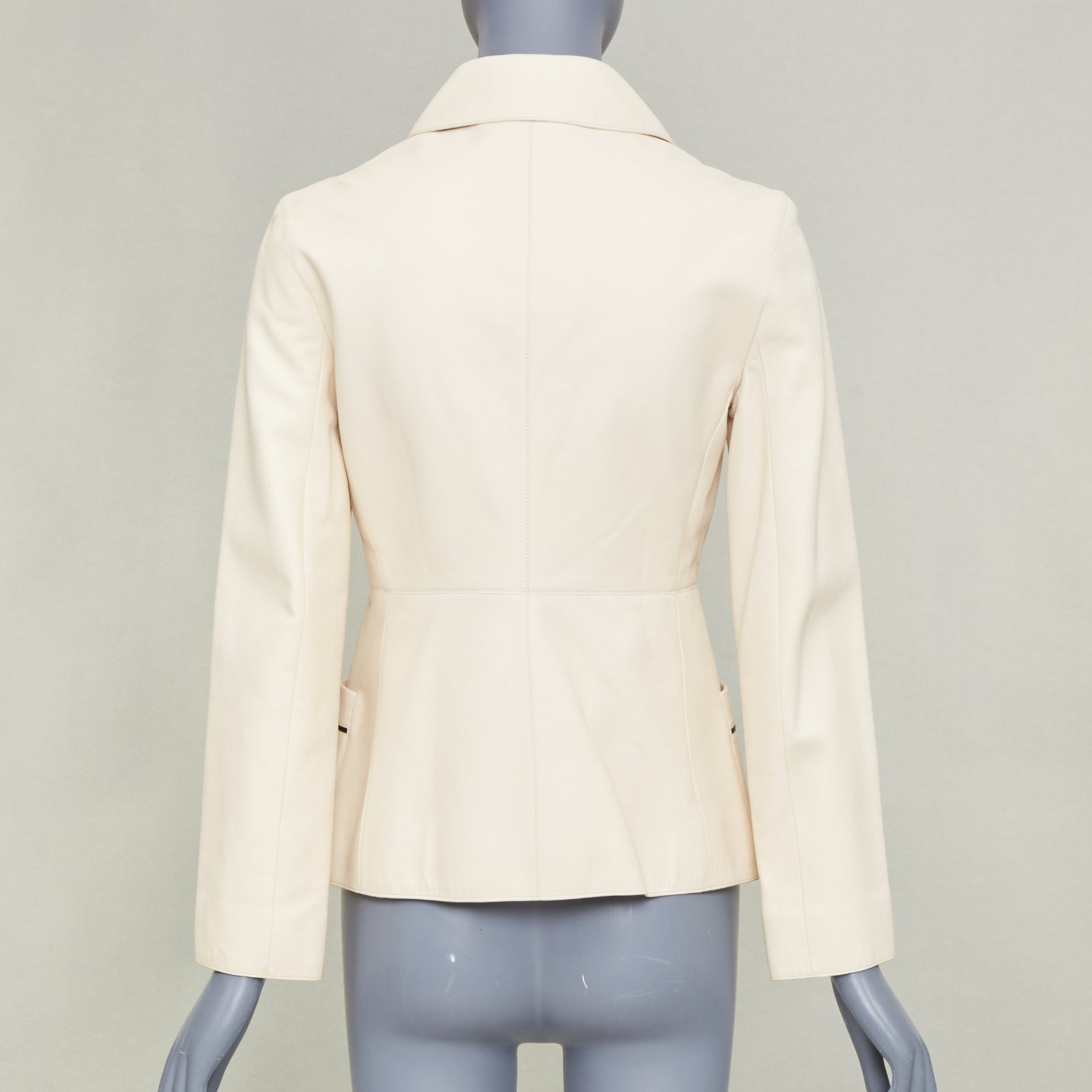 Women's Hermes Equestrian ivory washed lambskin leather jacket - Image 6