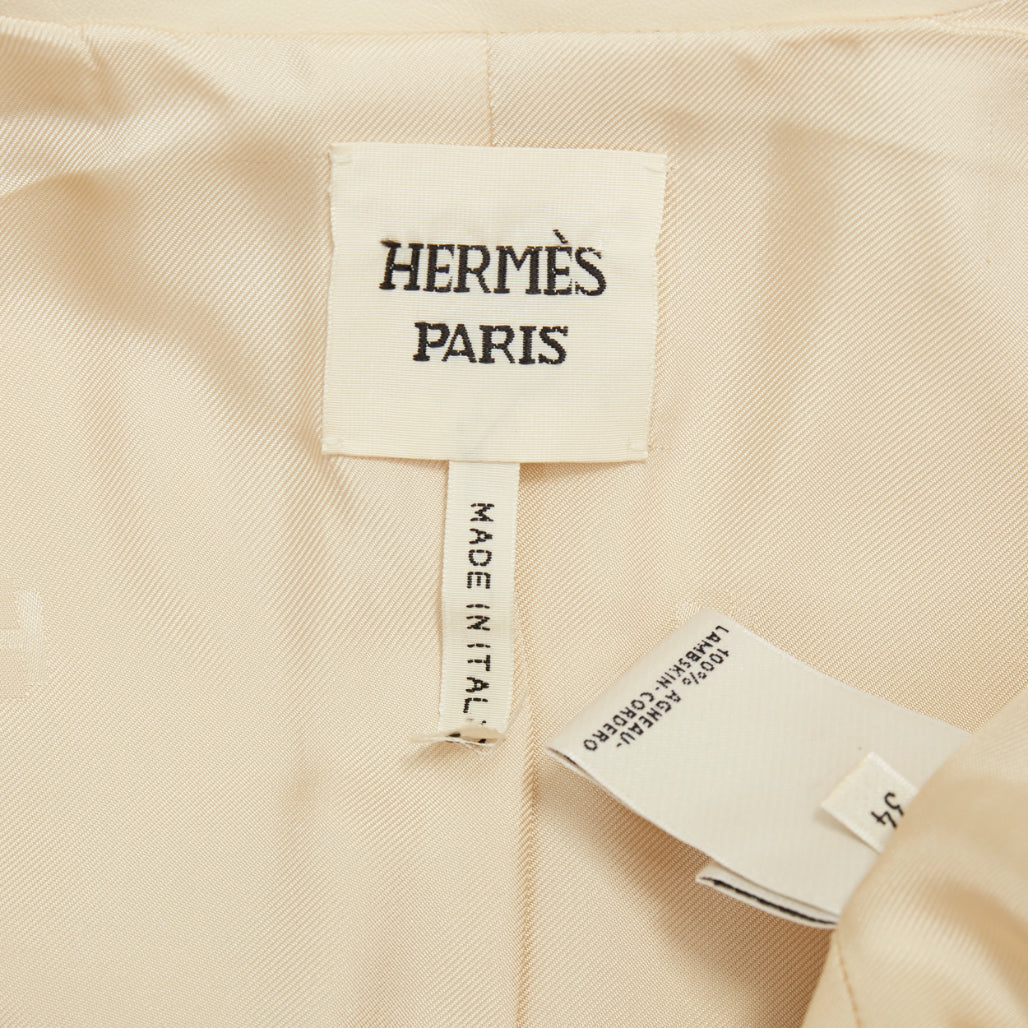 Women's Hermes Equestrian ivory washed lambskin leather jacket - Image 9