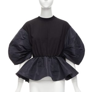 Women's Alexander McQueen round puff sleeve peplum contrast top