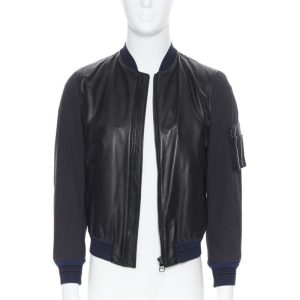 Men's Lanvin Alber Elbaz leather front bomber jacket