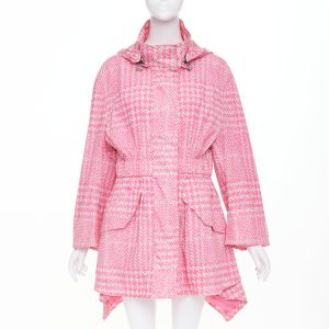 Women's Fendi drawstring pleated hooded check windbreaker jacket