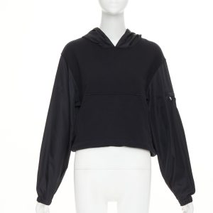 Women's Prada Re-Nylon sleeve triangle logo cotton cropped hoodie