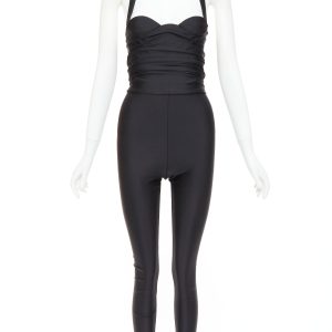 Women's Saint Laurent halter sweetheart ruched bodice catsuit