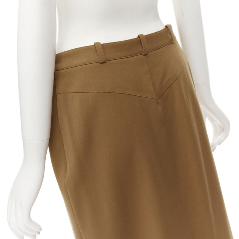 Women's Hermes brown wool blend leather Sellier pocket pencil skirt - Image 7