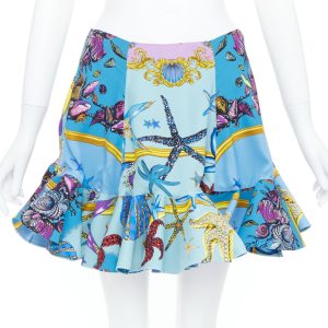 Women's Versace blue starfish flounce flutter skirt