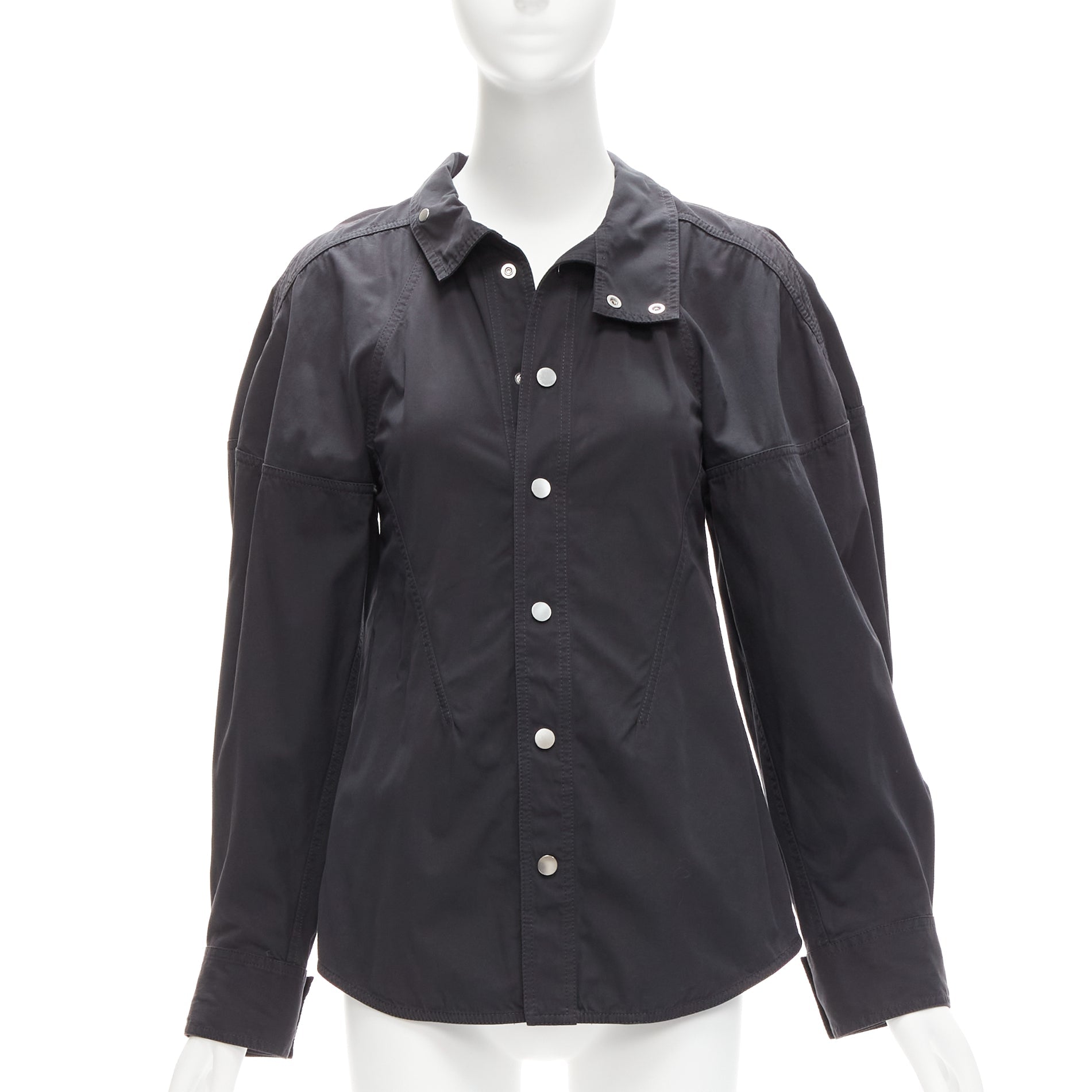 Women's Bottega Veneta cotton blend 3D cut sleeves snap shirt