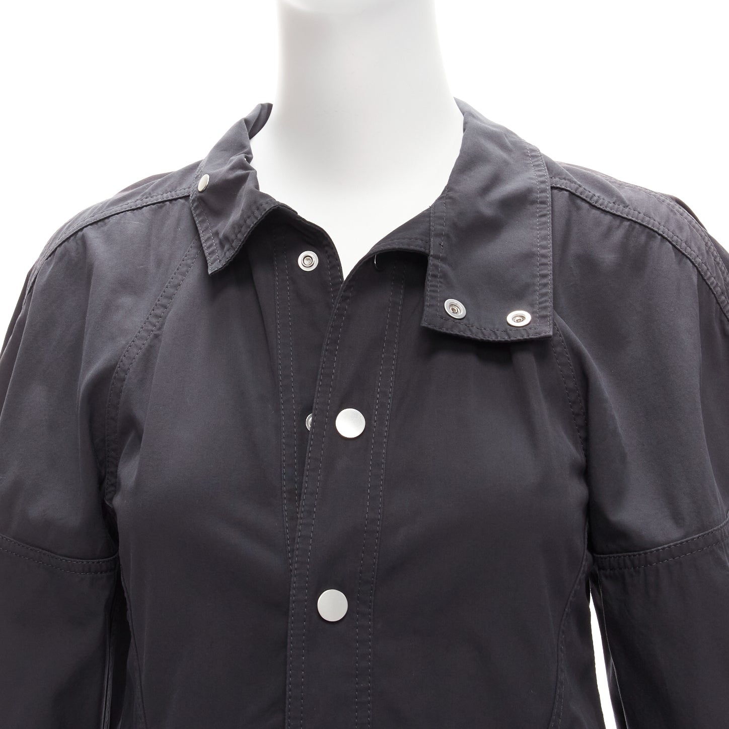 Women's Bottega Veneta cotton blend 3D cut sleeves snap shirt - Image 2