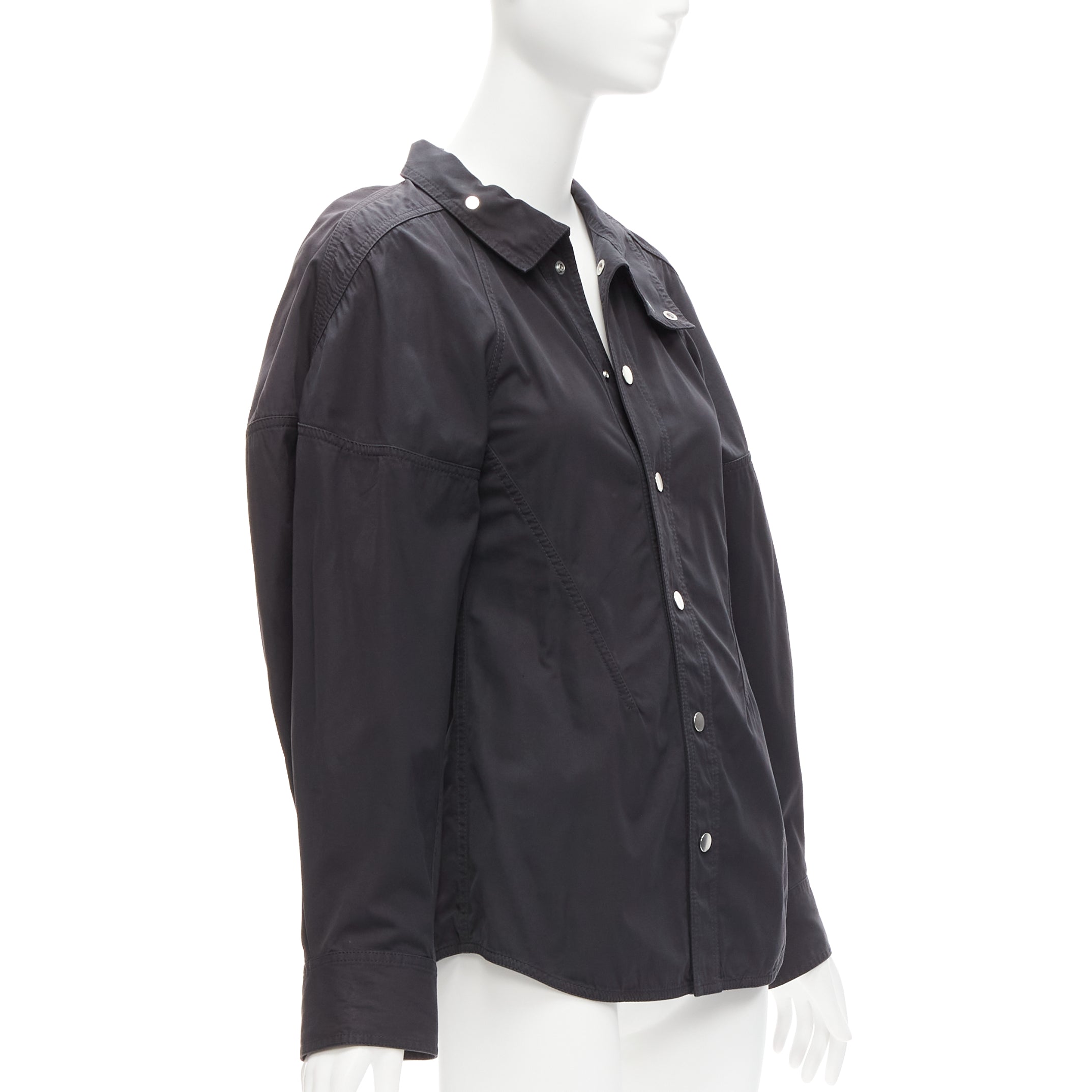 Women's Bottega Veneta cotton blend 3D cut sleeves snap shirt - Image 3