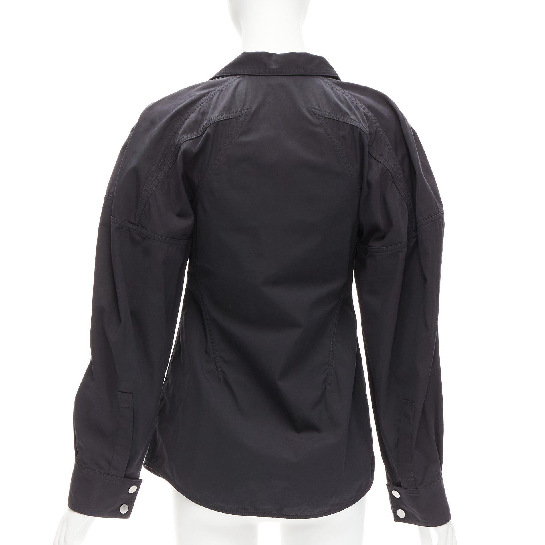 Women's Bottega Veneta cotton blend 3D cut sleeves snap shirt - Image 5