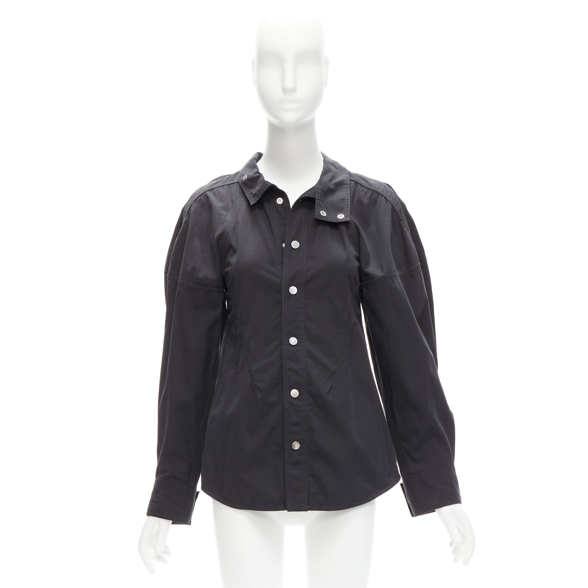 Women's Bottega Veneta cotton blend 3D cut sleeves snap shirt - Image 9