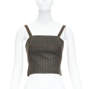 Women's Miu Miu fleece wool green crystal bustier top